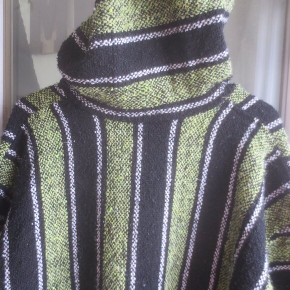 Hippie Baja Surfer Mexican Unisex Pullover Poncho Hoodie - Size L/XL - Picture 9 of 10